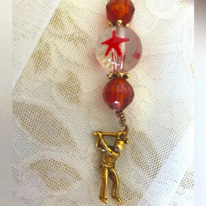 NWT Women/Girls Tablet/Phone Keychain Purse Cute & Beaded Goldtoned Golfer Charm